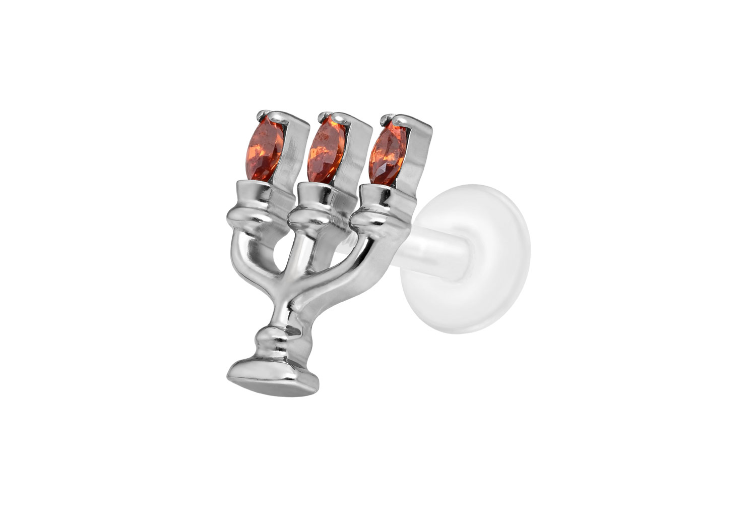 PTFE Labret Piercing mit Innengewinde + Titan-Aufsatz KERZENLEUCHTER
